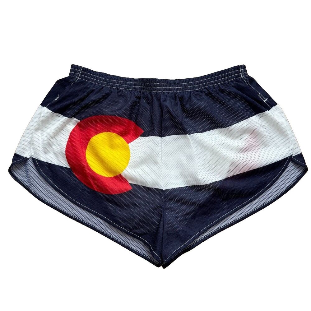 Vintage 80s IN Sport Colorado Flag Mesh Running Shorts Men’s Size L USA Made